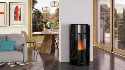 Dielle Round 70 Pellet Stove - Magic Black Glass