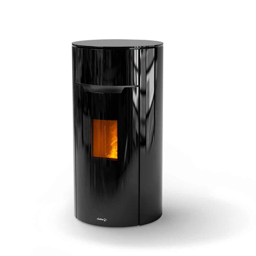 Dielle Round 70 Pellet Stove - Magic Black Glass