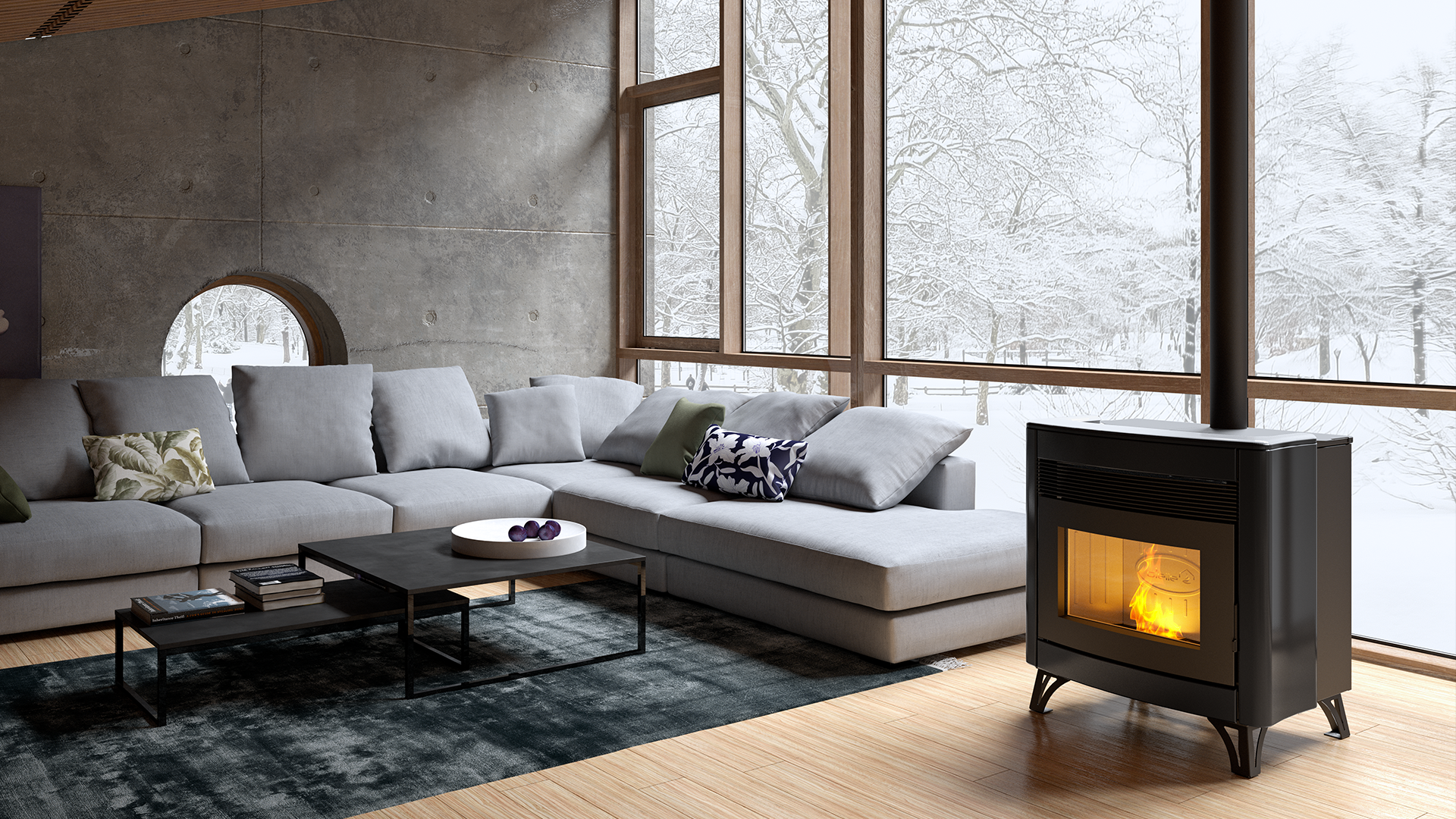 Dielle Zefiro Pellet Stove - Black Ceramic