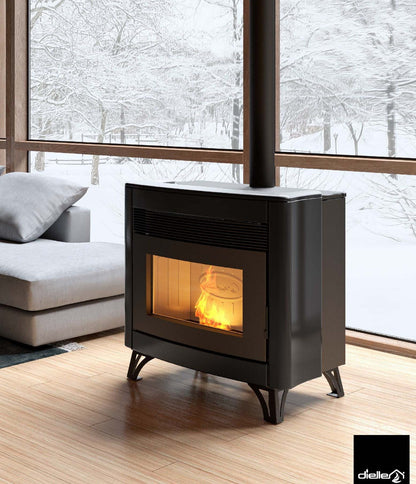 Dielle Zefiro Pellet Stove - Black Ceramic
