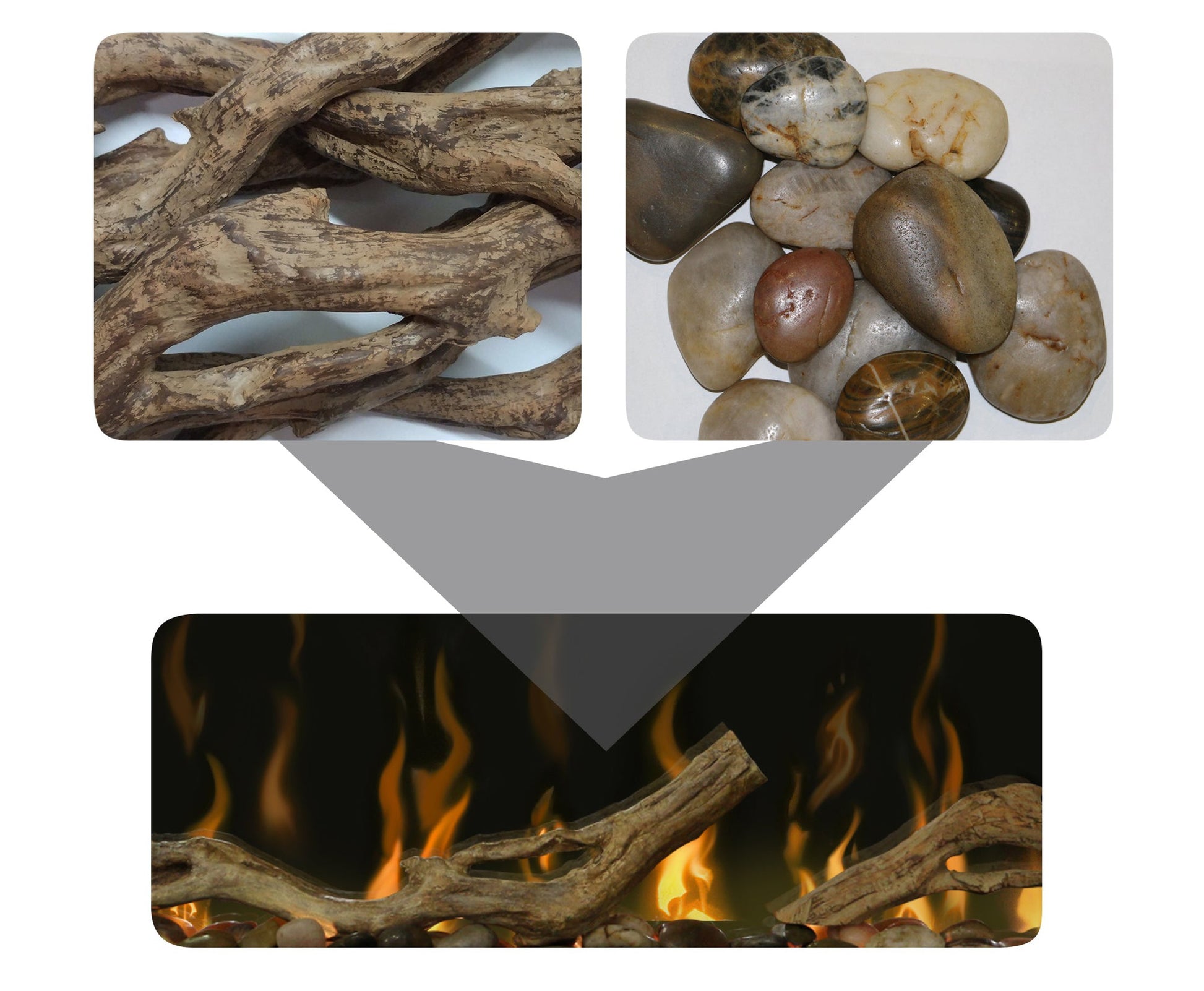 Dimplex Driftwood and River Rock Ember Bed for 74" Ignite XL / Evolve Fireplace