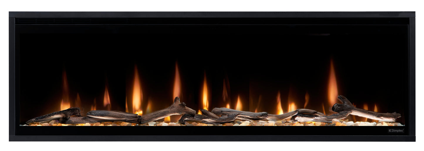 Dimplex Ignite Evolve 50" Built-in Linear Electric Fireplace With Tumbled Glass and Driftwood Media