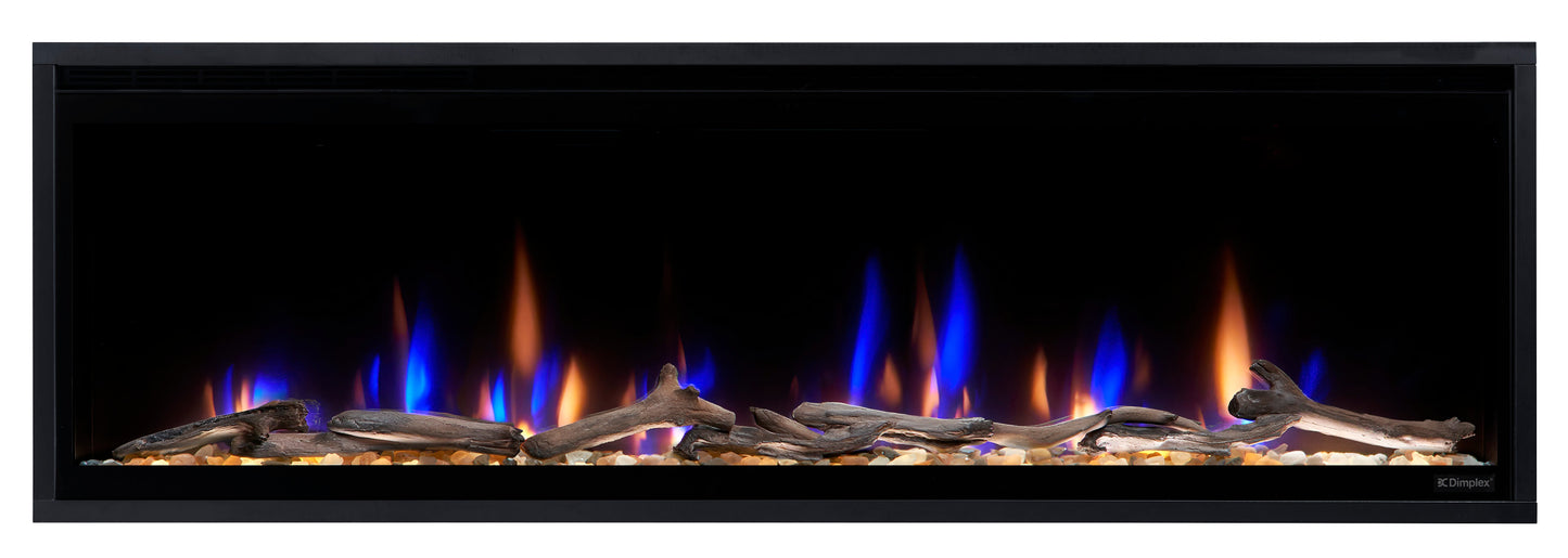 Dimplex Ignite Evolve 50" Built-in Linear Electric Fireplace With Tumbled Glass and Driftwood Media