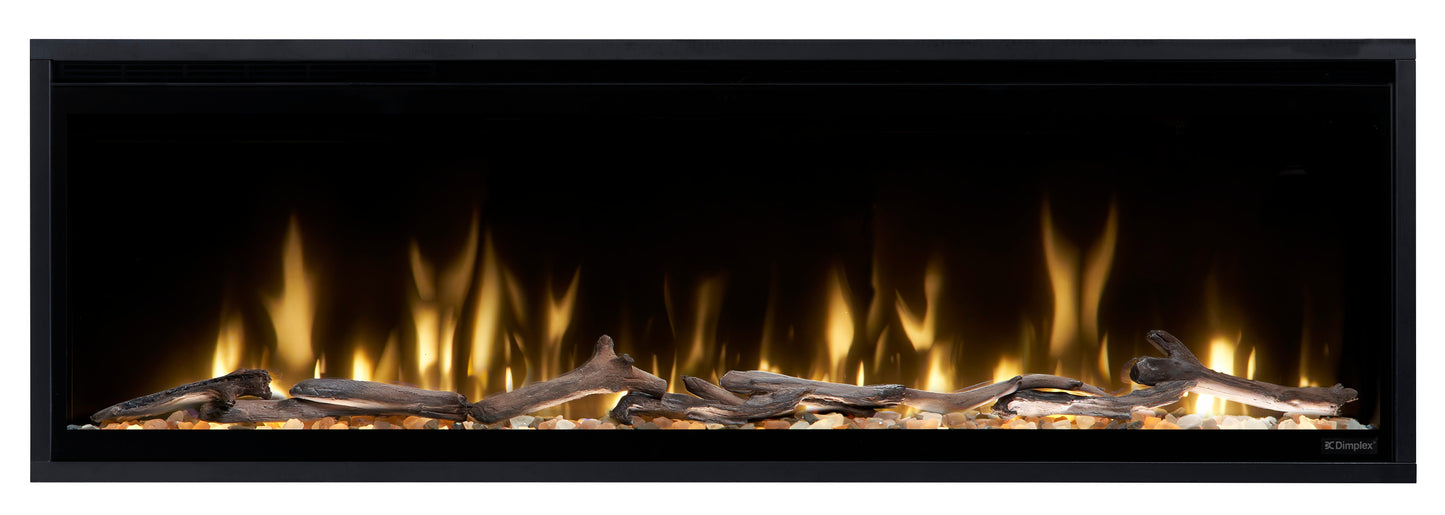 Dimplex Ignite Evolve 50" Built-in Linear Electric Fireplace With Tumbled Glass and Driftwood Media