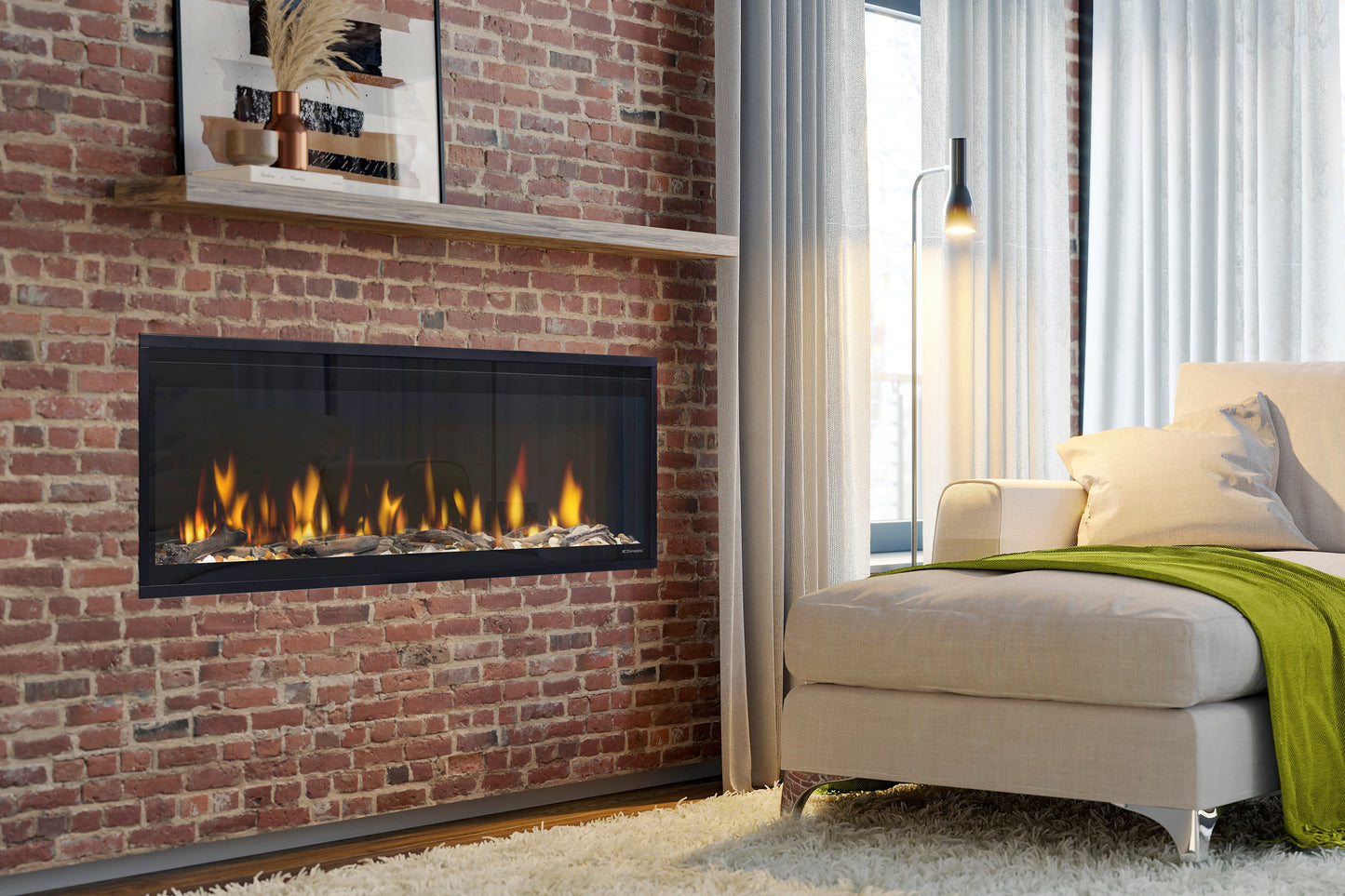 Dimplex Ignite Evolve 50" Built-in Linear Electric Fireplace With Tumbled Glass and Driftwood Media