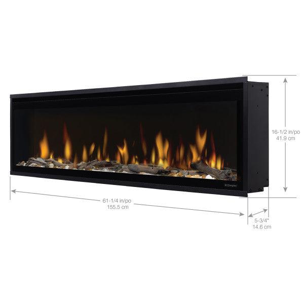 Dimplex Ignite Evolve 60" Built-in Linear Electric Fireplace With Tumbled Glass and Driftwood Media