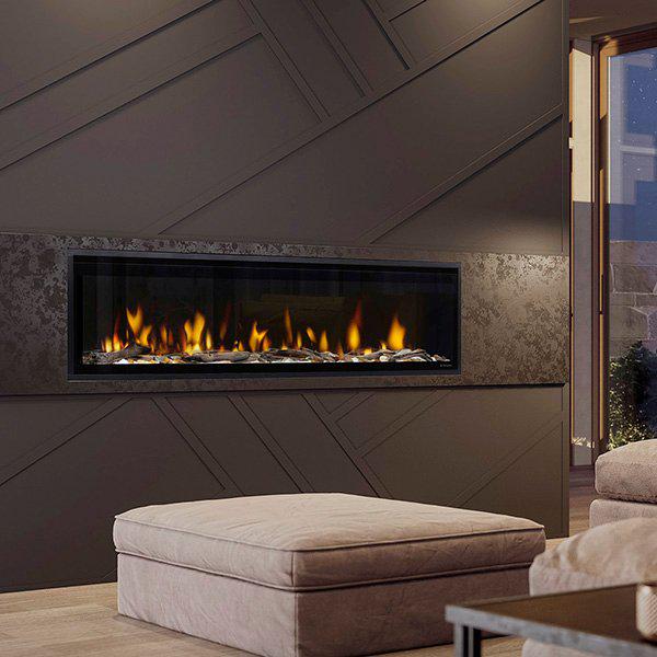 Dimplex Ignite Evolve 60" Built-in Linear Electric Fireplace With Tumbled Glass and Driftwood Media
