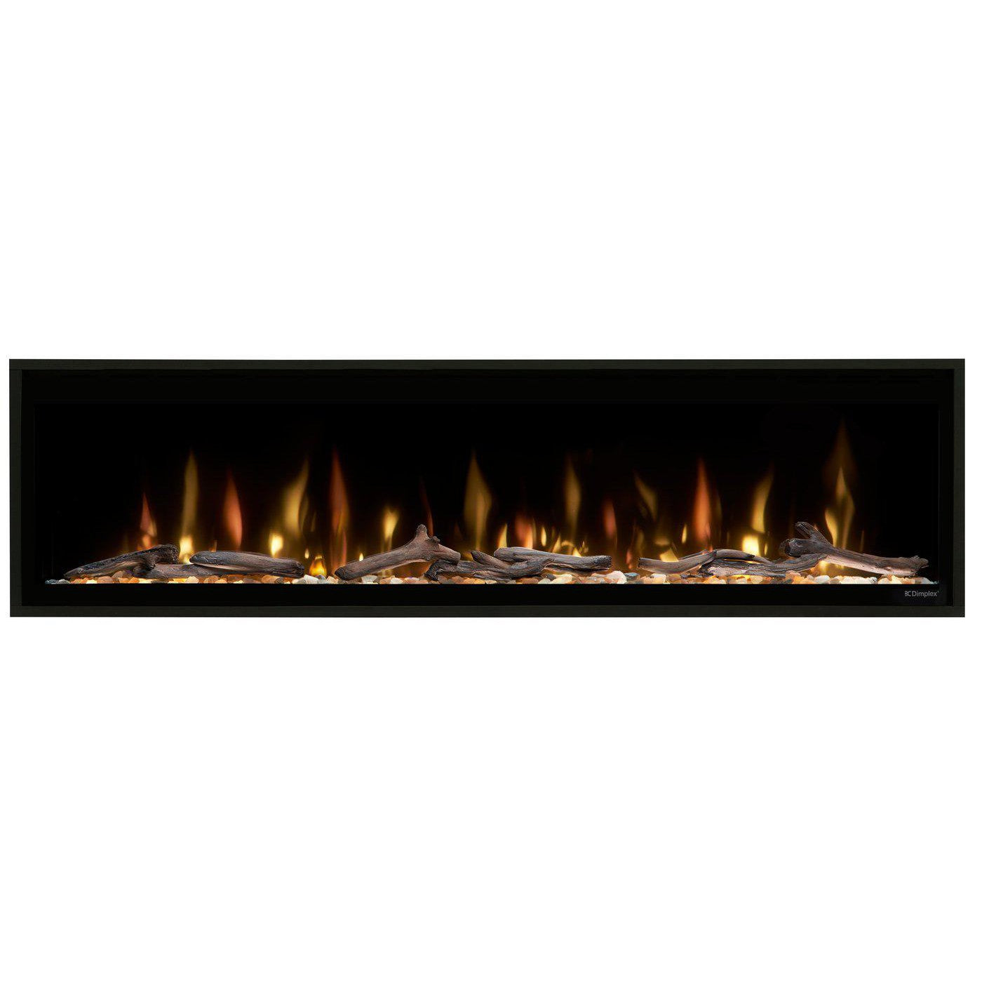 Dimplex Ignite Evolve 60" Built-in Linear Electric Fireplace With Tumbled Glass and Driftwood Media