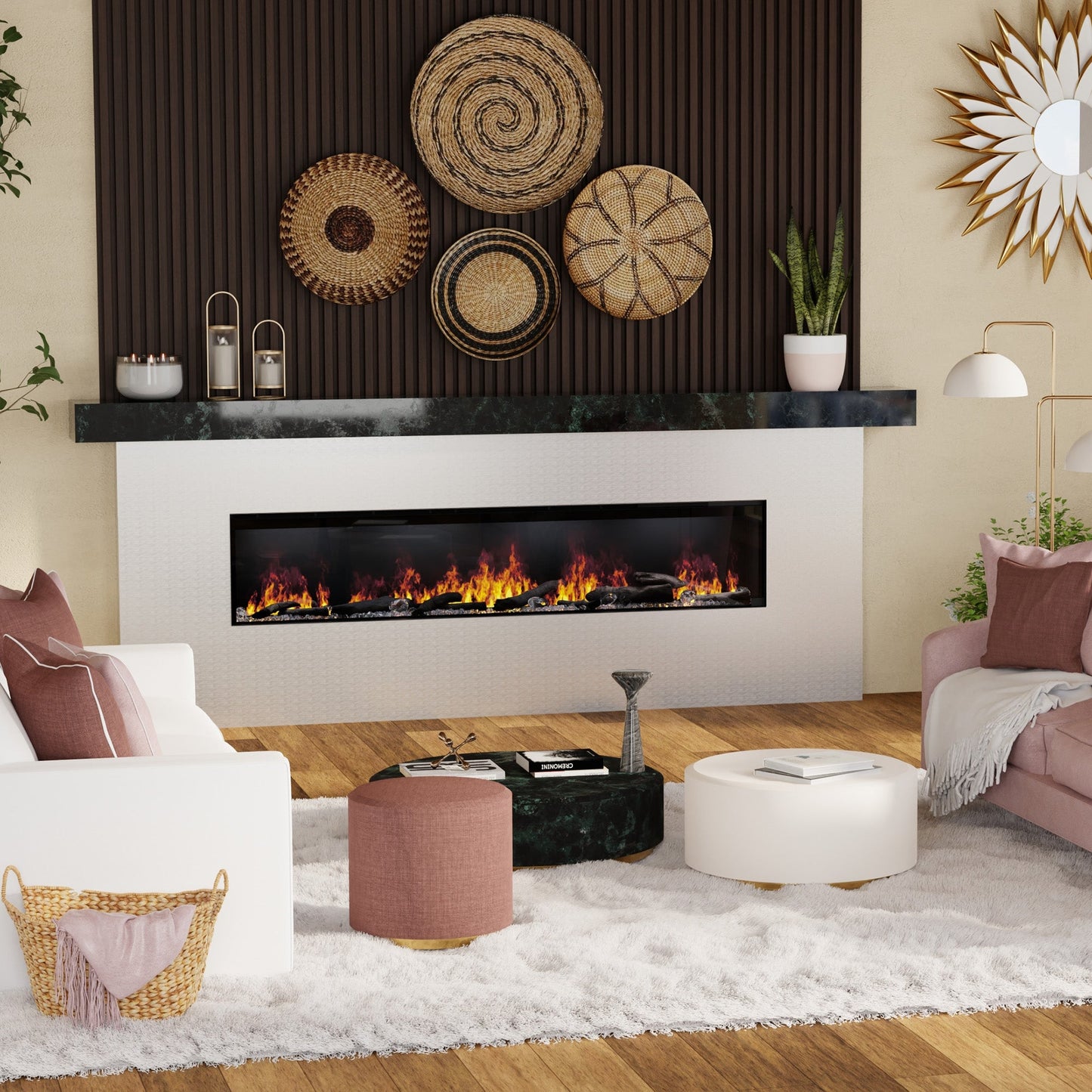 Dimplex Optimyst Linear 86" Electric Fireplace With Acrylic Ice and Driftwood Media