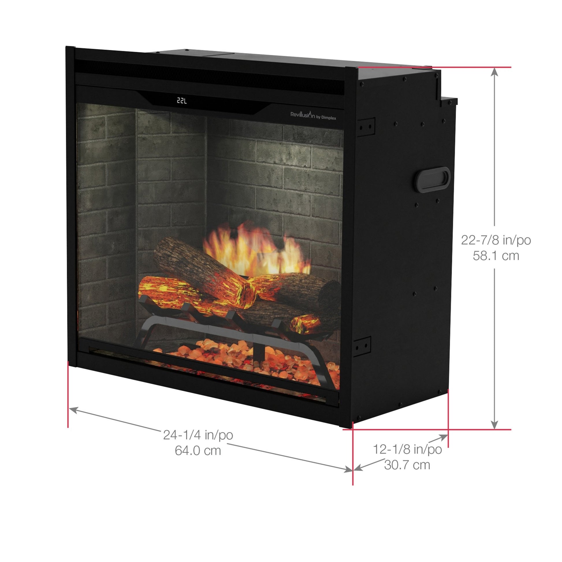 Dimplex Revillusion 24" Built-in Electric Firebox With Weathered Concrete Backer