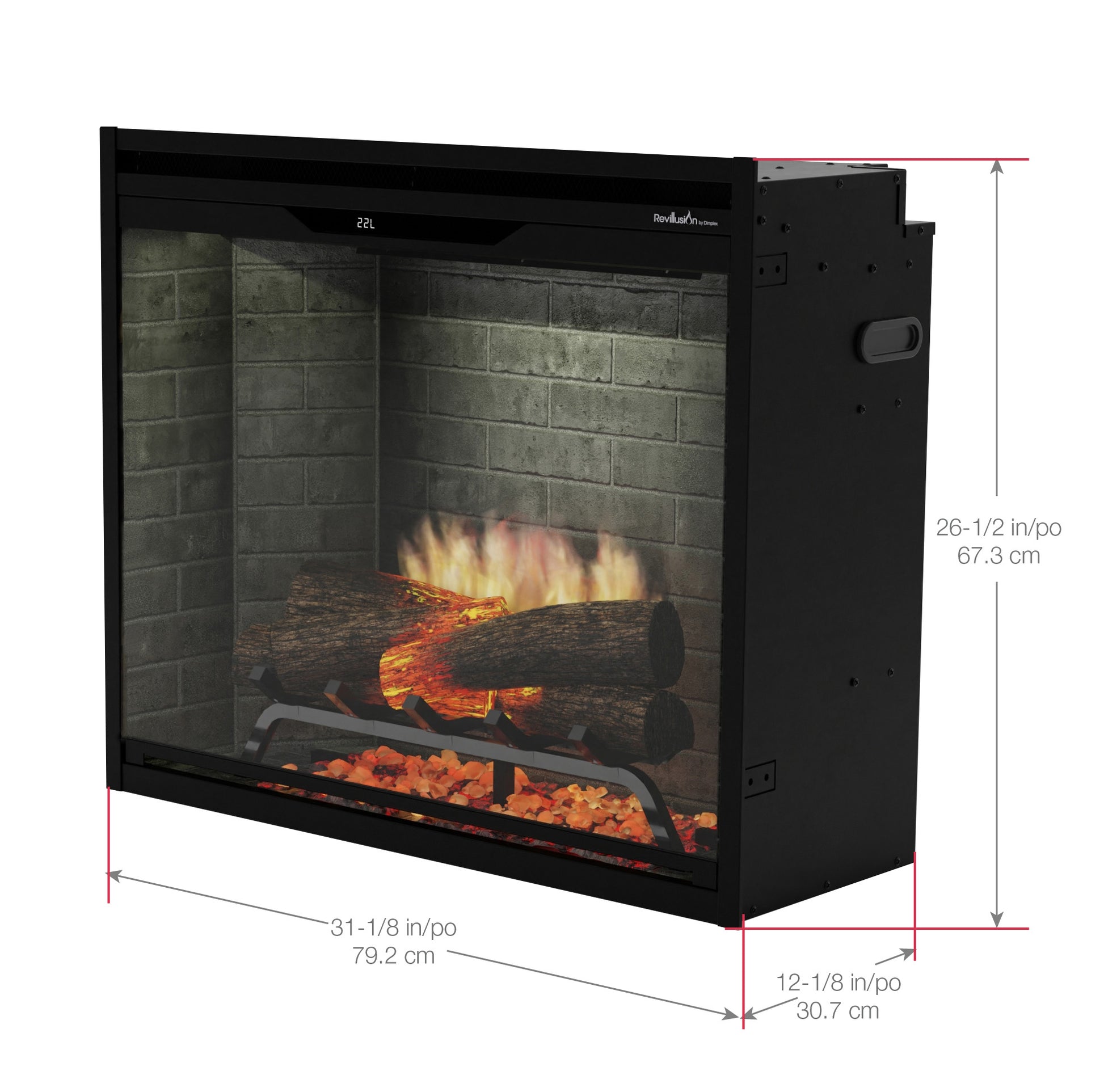 Dimplex Revillusion 30" Built-in Electric Firebox With Herringbone Backer