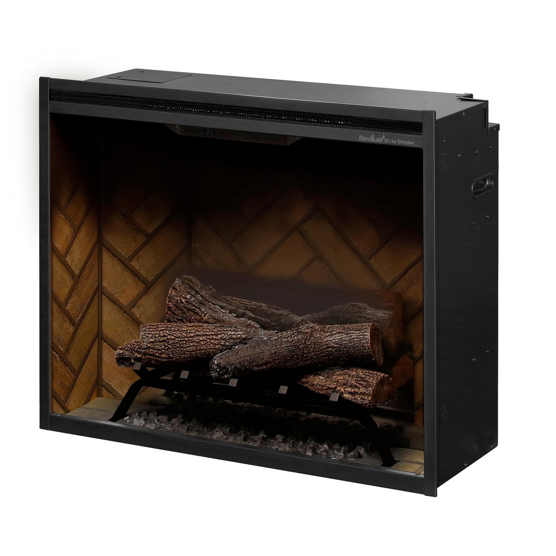 Dimplex Revillusion 30" Herringbone Brick Built-in Electric Firebox With Glass Pane and Plug Kit