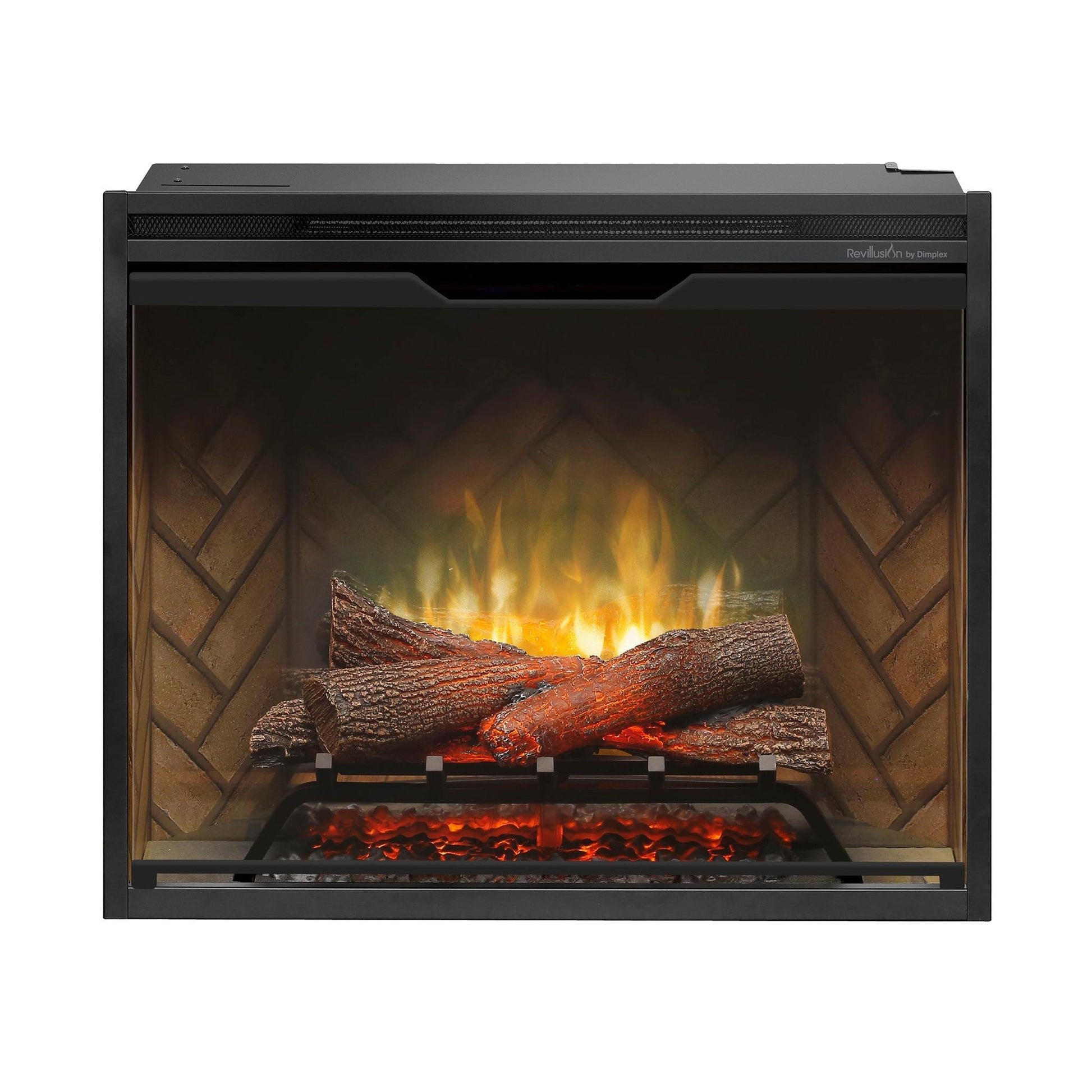 Dimplex Revillusion 30" Herringbone Brick Built-in Electric Firebox With Glass Pane and Plug Kit