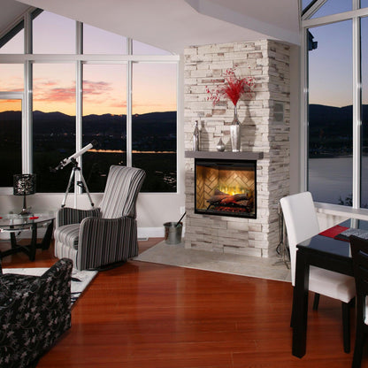 Dimplex Revillusion 30" Herringbone Brick Built-in Electric Firebox With Glass Pane and Plug Kit