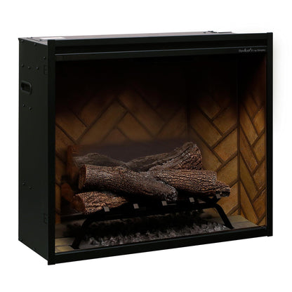 Dimplex Revillusion 30" Herringbone Brick Built-in Electric Firebox With Glass Pane and Plug Kit