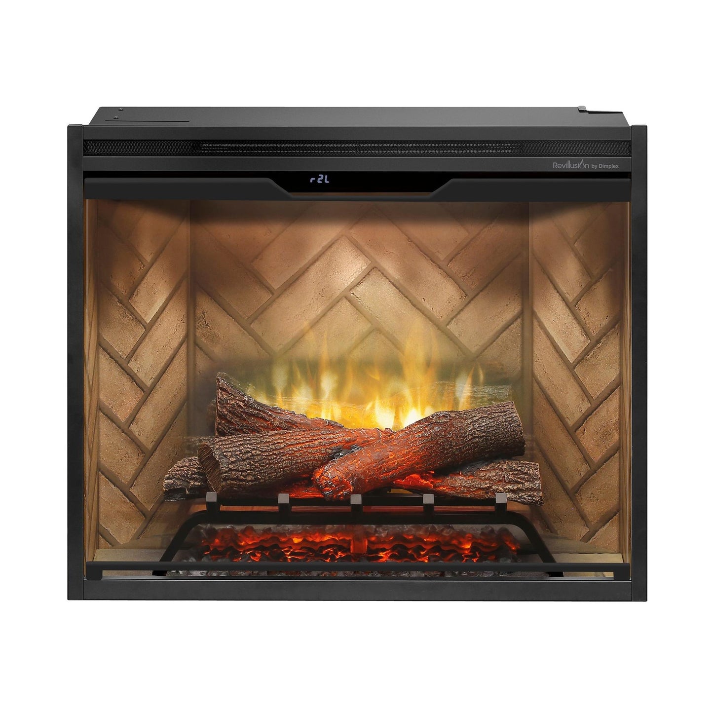 Dimplex Revillusion 30" Herringbone Brick Built-in Electric Firebox With Glass Pane and Plug Kit