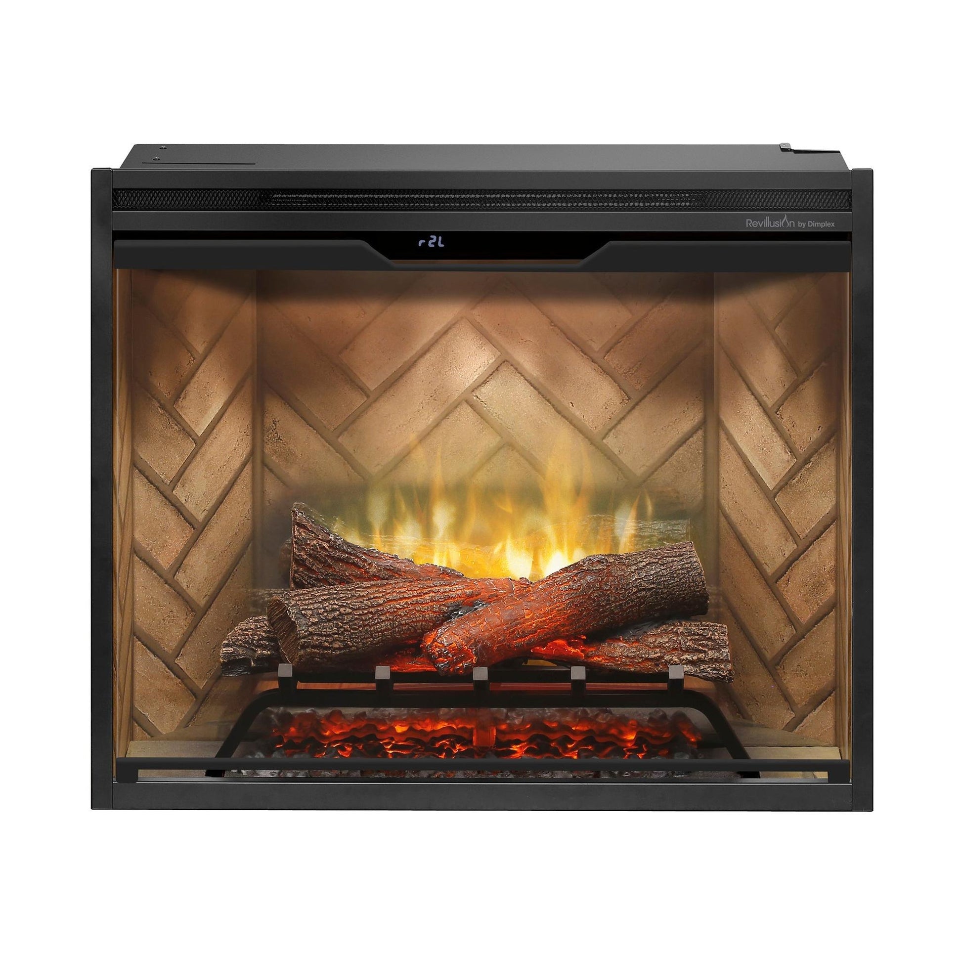Dimplex Revillusion 30" Herringbone Brick Built-in Electric Firebox With Glass Pane and Plug Kit