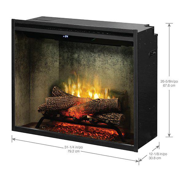 Dimplex Revillusion 30" Weathered Concrete Built-in Electric Firebox With Glass Pane and Plug Kit