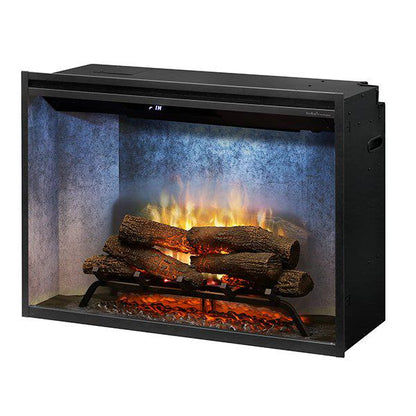 Dimplex Revillusion 36" Weathered Concrete Built-in Electric Firebox With Glass Pane and Plug Kit