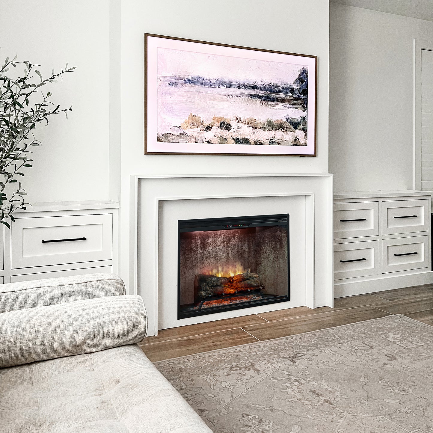 Dimplex Revillusion 42" Built-in Electric Firebox With Weathered Concrete Backer