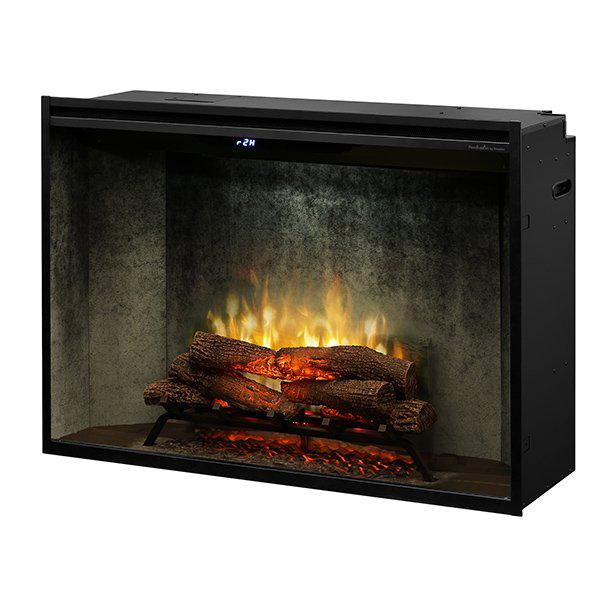Dimplex Revillusion 42" Weathered Concrete Built-in Electric Firebox With Glass Pane and Plug Kit