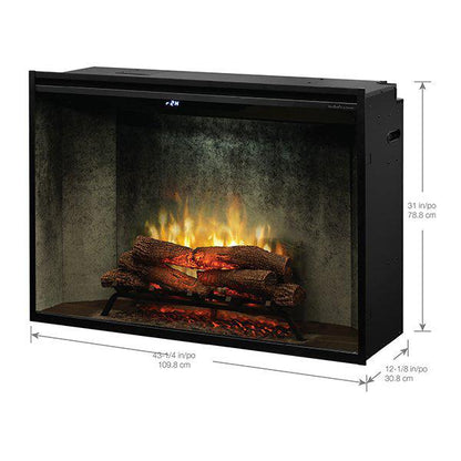 Dimplex Revillusion 42" Weathered Concrete Built-in Electric Firebox With Glass Pane and Plug Kit