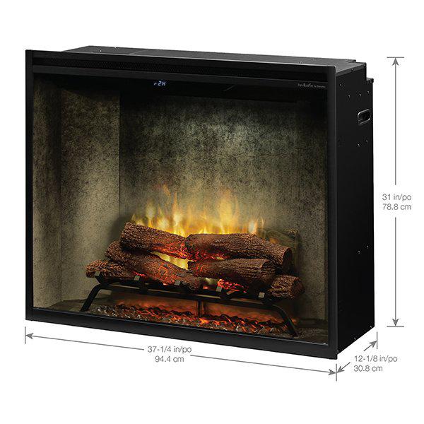 Dimplex Revillusion Portrait 36" Weathered Concrete Built-in Electric Firebox With Glass Pane and Plug Kit