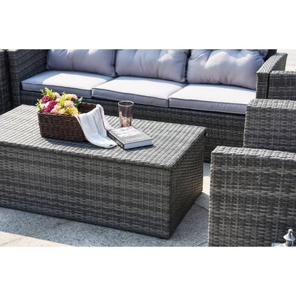 Direct Wicker 6-Piece Gray Rattan Conversation Set with Cushions and Storage Function Tables