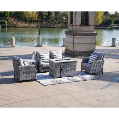 Direct Wicker Amora 5-piece Gas Fire Sofa Seating Group with Cushions (Single Items Included)