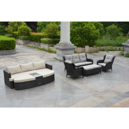 Direct Wicker Brown 5-Piece Wicker Patio Conversation Seating Set with Gray Cushions (Daybed Options)