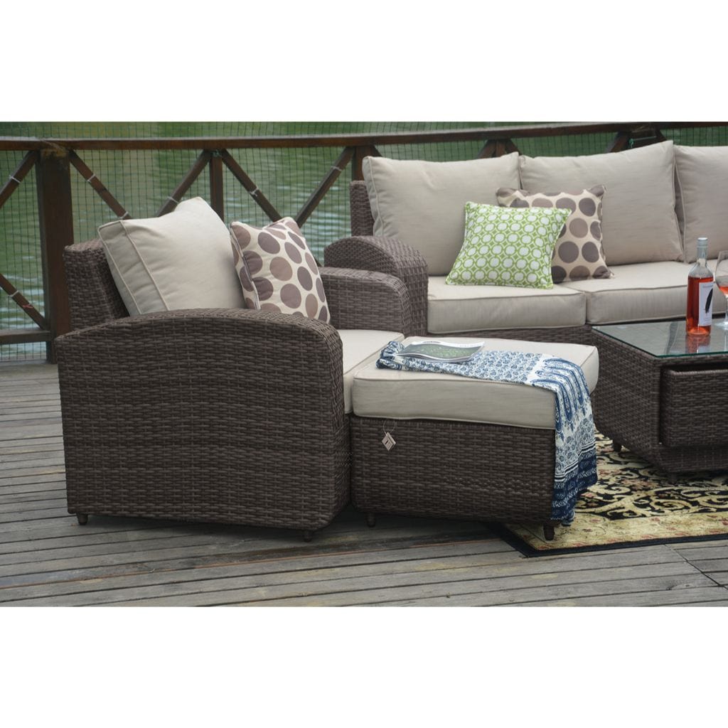 Direct Wicker Brown 5pc Patio Garden Furniture Sofa Sectional Set (Single Item Included)