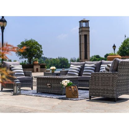 Direct Wicker Convention Sofa Set With Fire Pit Coffee Table (Single Items Included)