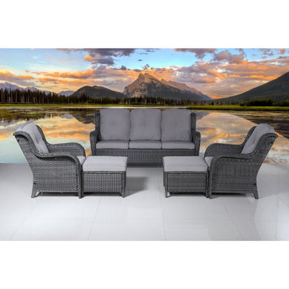 Direct Wicker Gray 5-Piece Wicker Patio Conversation Seating Set with Gray Cushions