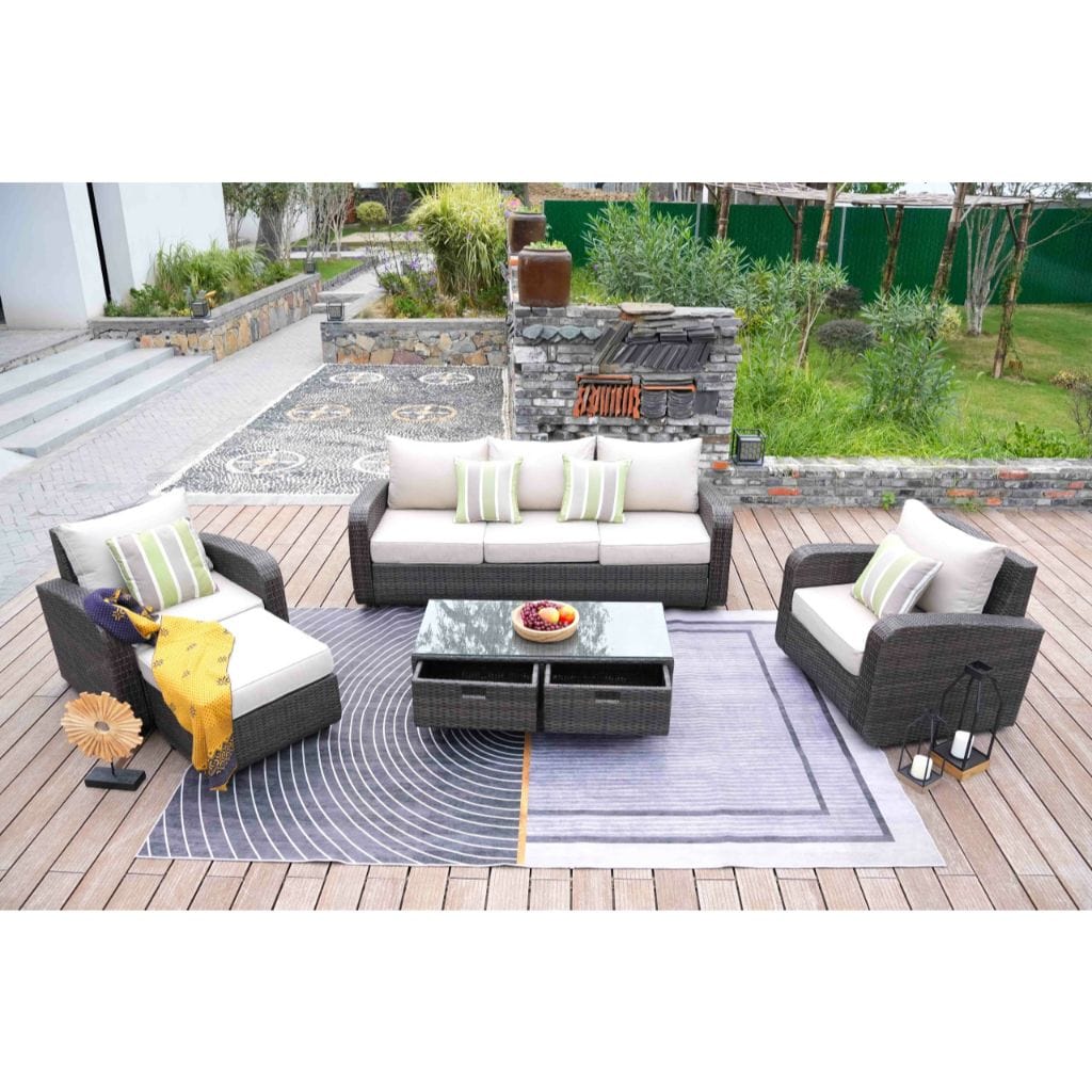 Direct Wicker Gray 5pc Patio Garden Furniture Sofa Set Sectional (Single Item Included)