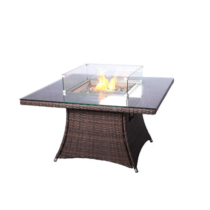 Direct Wicker Patio 4 Seat Square Fire Pit Dining Table Outdoor