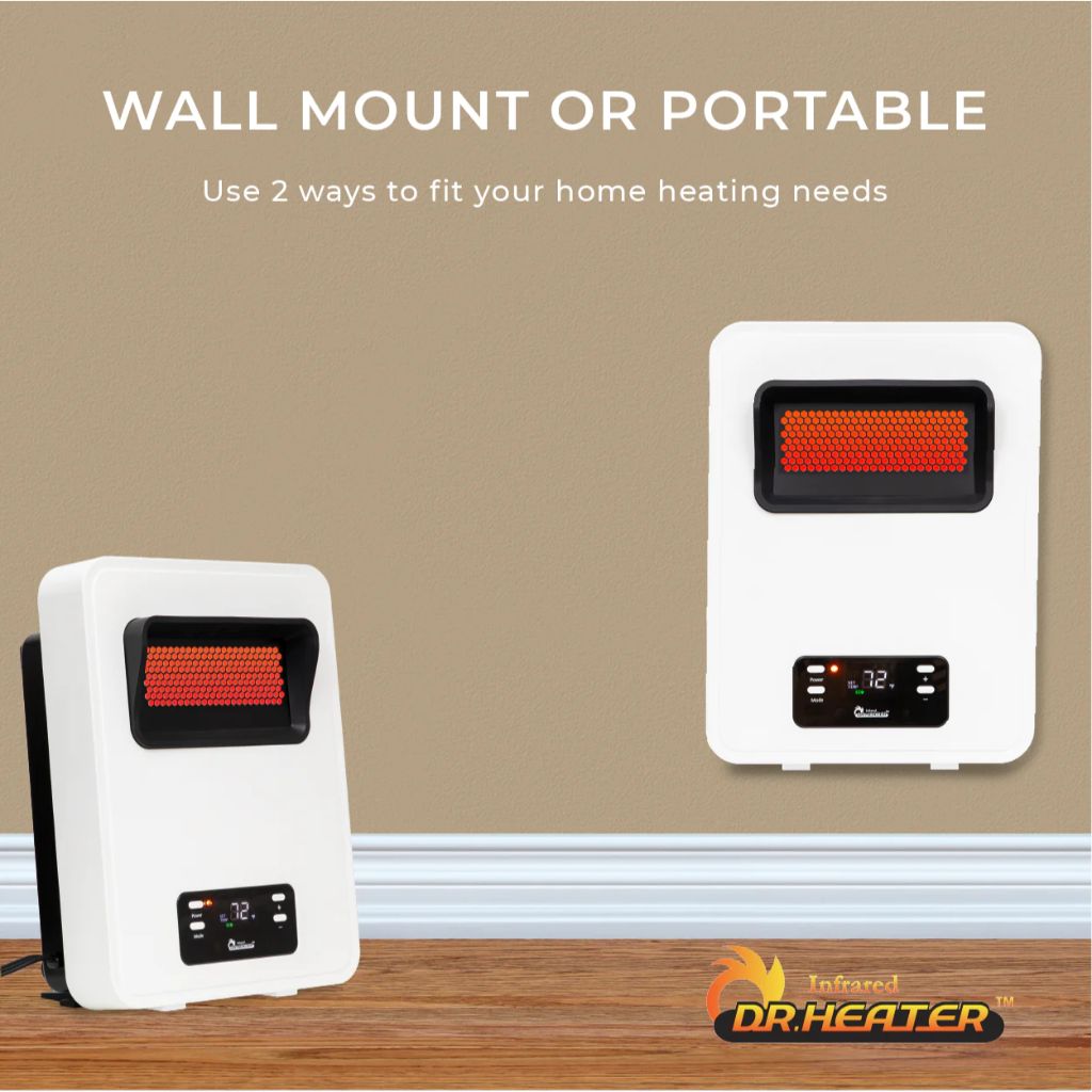 Dr. Infrared Heater 11" HeatStyle 2-Way Wall Mount or Portable Space Heater
