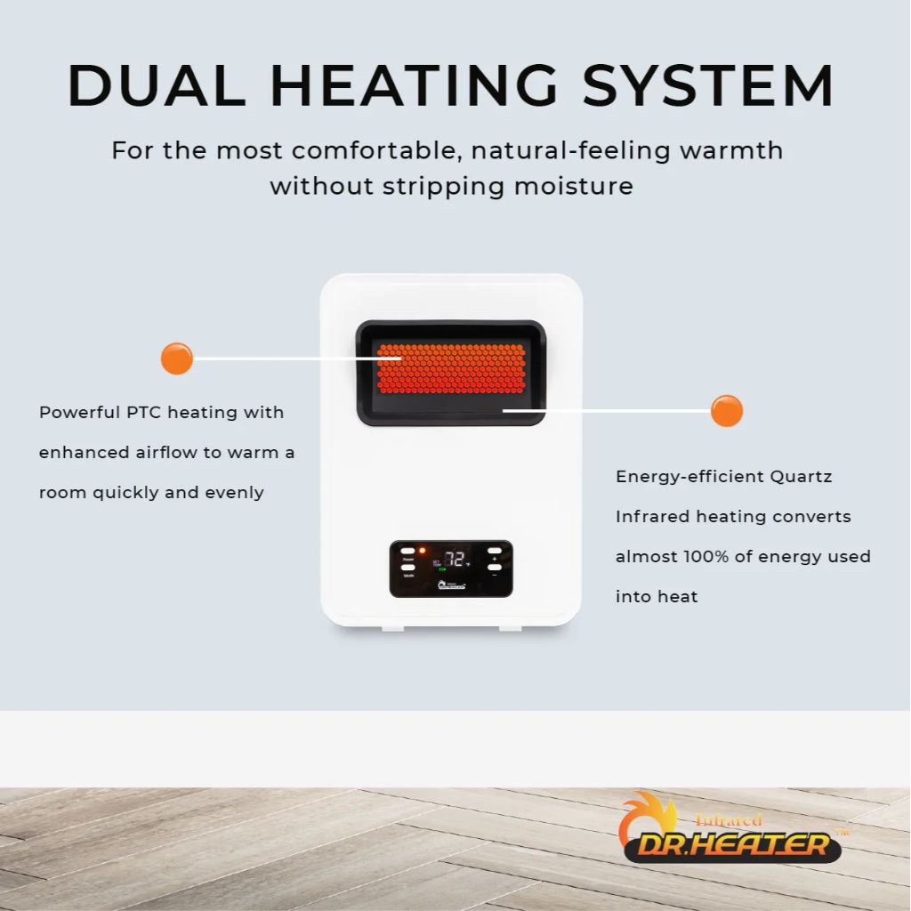 Dr. Infrared Heater 11" HeatStyle 2-Way Wall Mount or Portable Space Heater