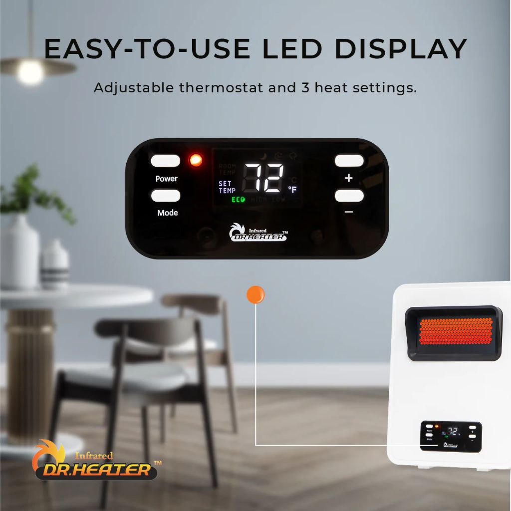 Dr. Infrared Heater 11" HeatStyle 2-Way Wall Mount or Portable Space Heater