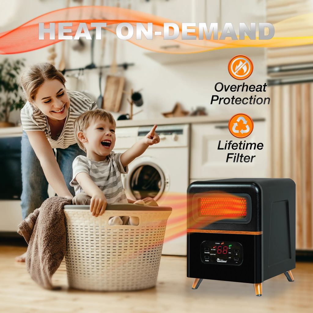 Dr. Infrared Heater 12" Dual Heating Hybrid Space Heater1500W with Remote