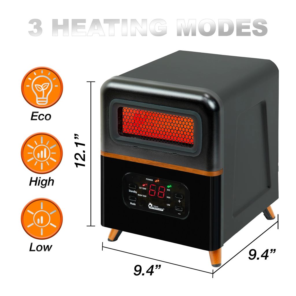 Dr. Infrared Heater 12" Dual Heating Hybrid Space Heater1500W with Remote