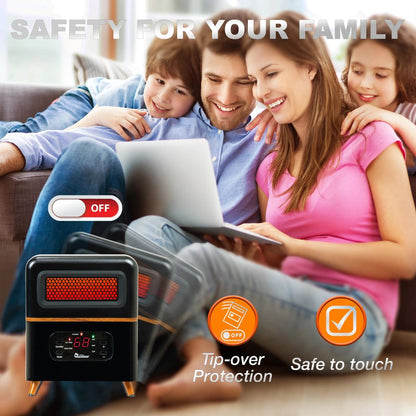 Dr. Infrared Heater 12" Dual Heating Hybrid Space Heater1500W with Remote