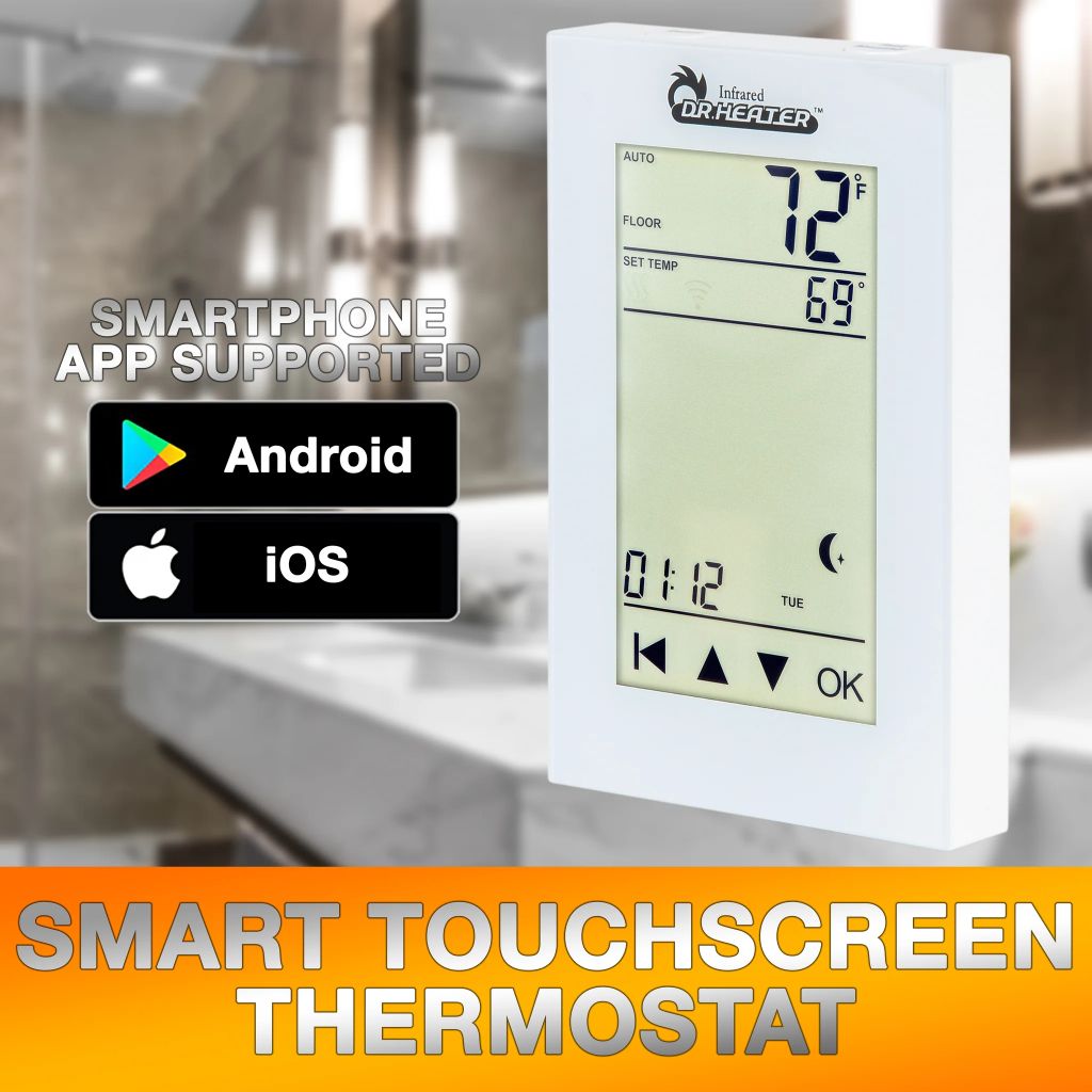 Dr. Infrared Heater 120Sqft 240V Electric Radiant Floor Heating Cable Kit with WIFI Thermostat and Installation Monitor