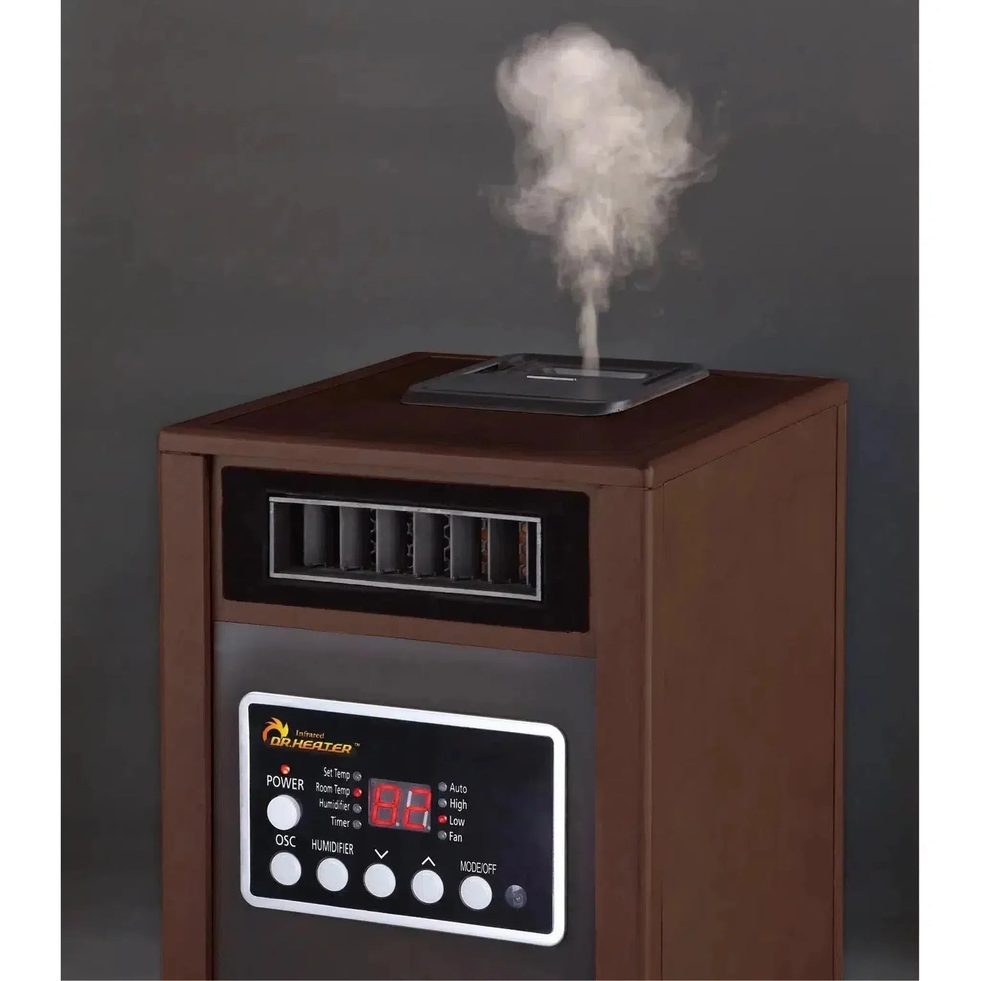 Dr. Infrared Heater 16" Walnut 1500W Advanced Dual Heating System with Humidifier & Oscillation Fan & Remote Control