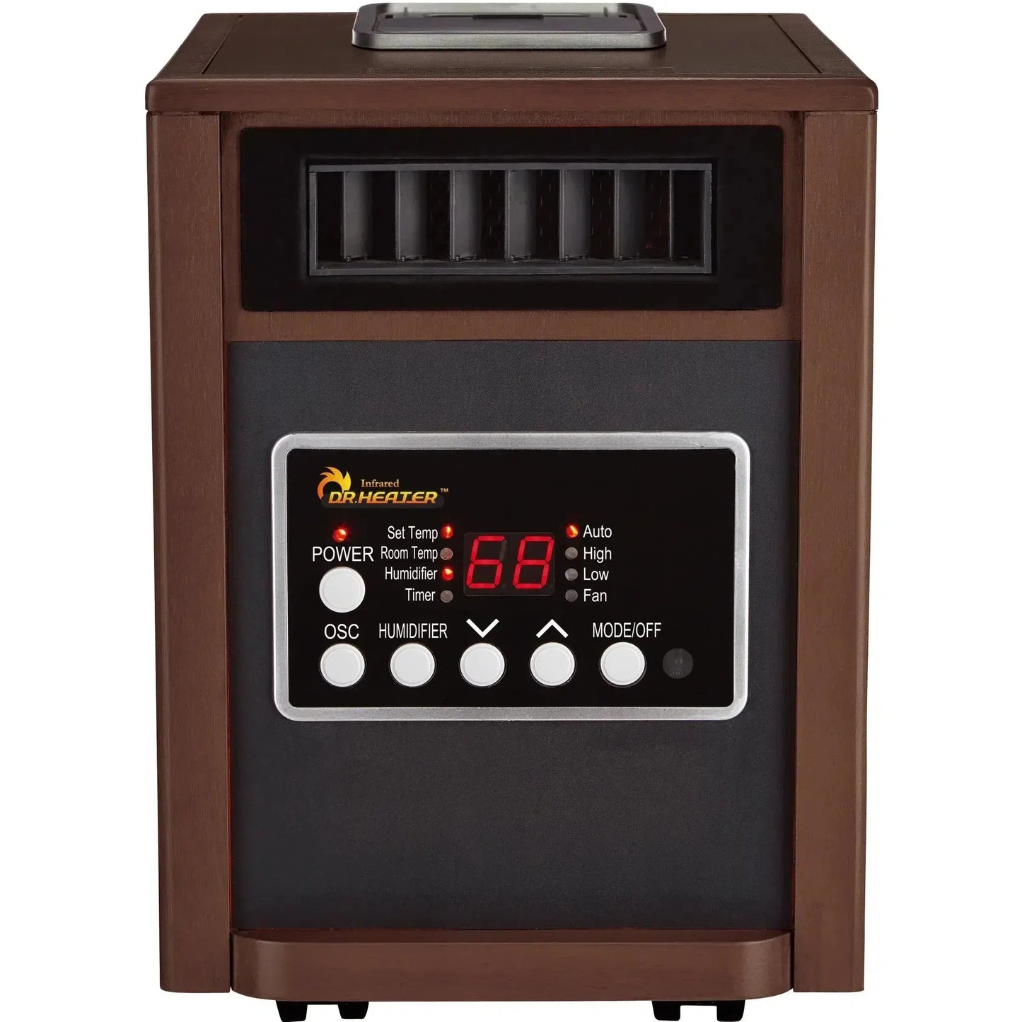 Dr. Infrared Heater 16" Walnut 1500W Advanced Dual Heating System with Humidifier & Oscillation Fan & Remote Control