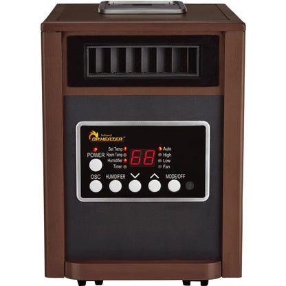 Dr. Infrared Heater 16" Walnut 1500W Advanced Dual Heating System with Humidifier & Oscillation Fan & Remote Control