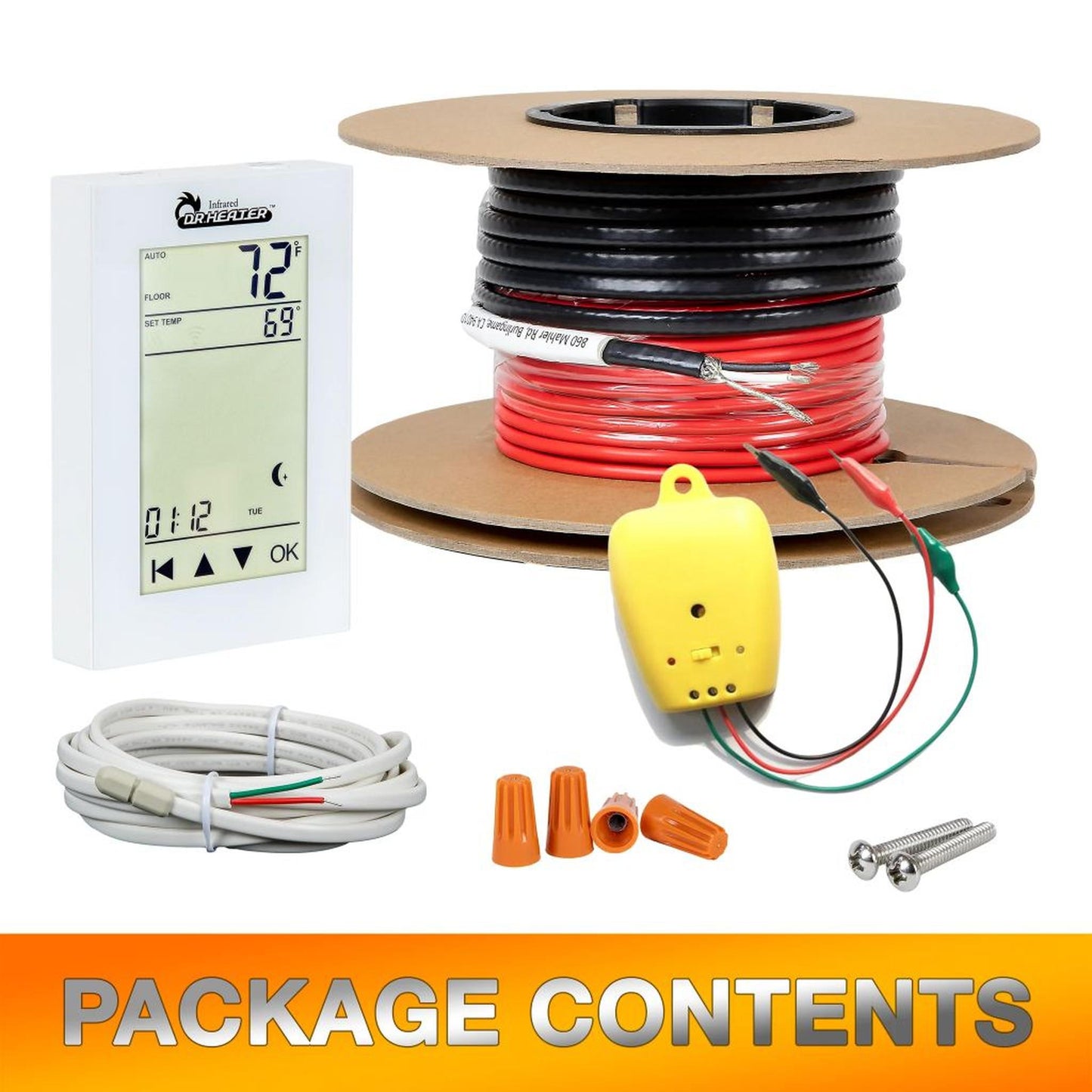 Dr. Infrared Heater 50Sqft 120V Electric Radiant Floor Heating Cable Kit with WIFI Thermostat and Installation Monitor