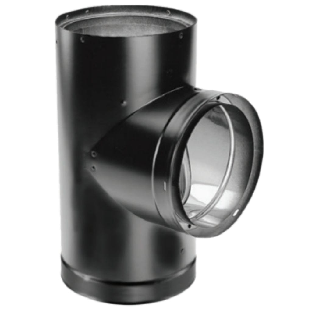 Chimney Components DuraVent DVL Double-Wall Black Tee With Clean-out Cap