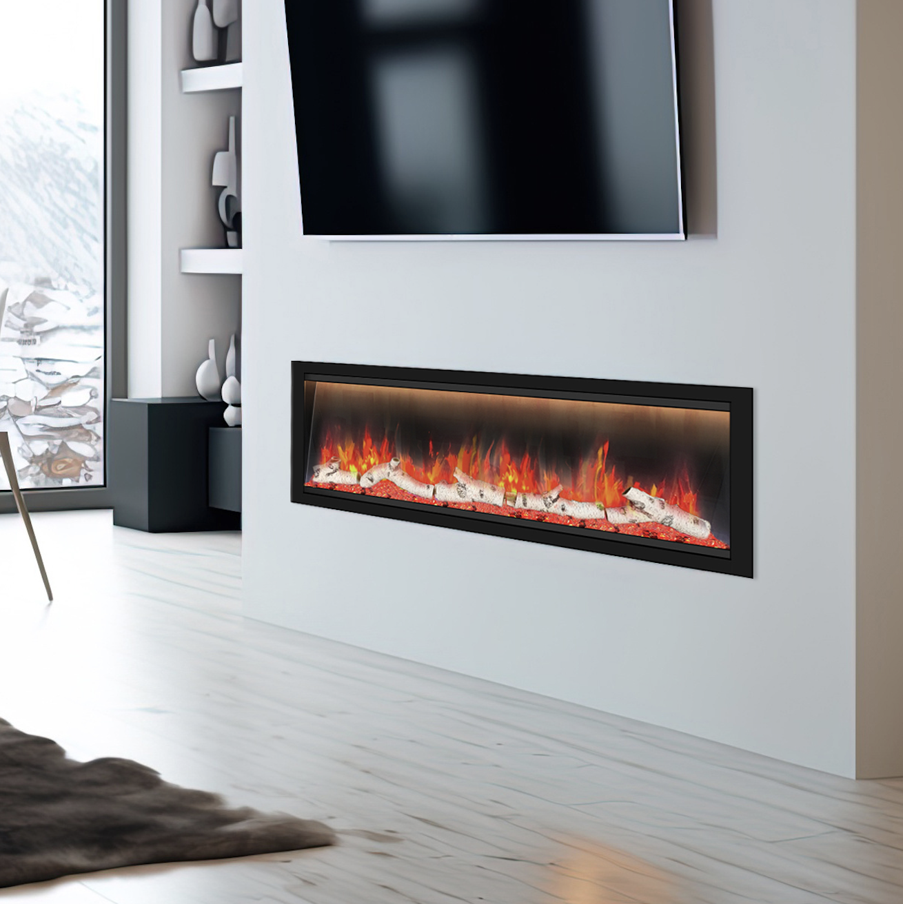 Dynasty Allegro 68" Built-in / Flush-Mount Smart Linear Electric Fireplace