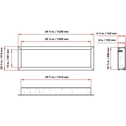 Dynasty Cascade 64" Flush-Mount Smart Linear Electric Fireplace