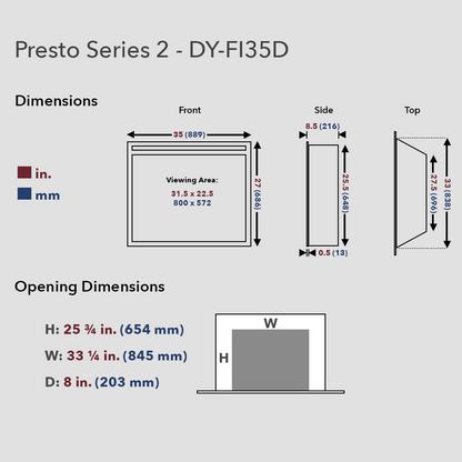 Dynasty Presto Series 2 35" Electric Fireplace Insert